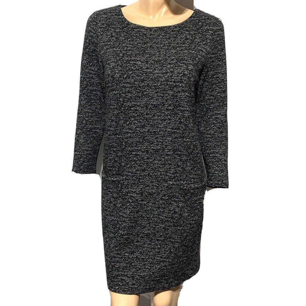 Lili’s Closet Tunic Long sleeve Pockets Knit Sweater Size L Large  Black / Gray